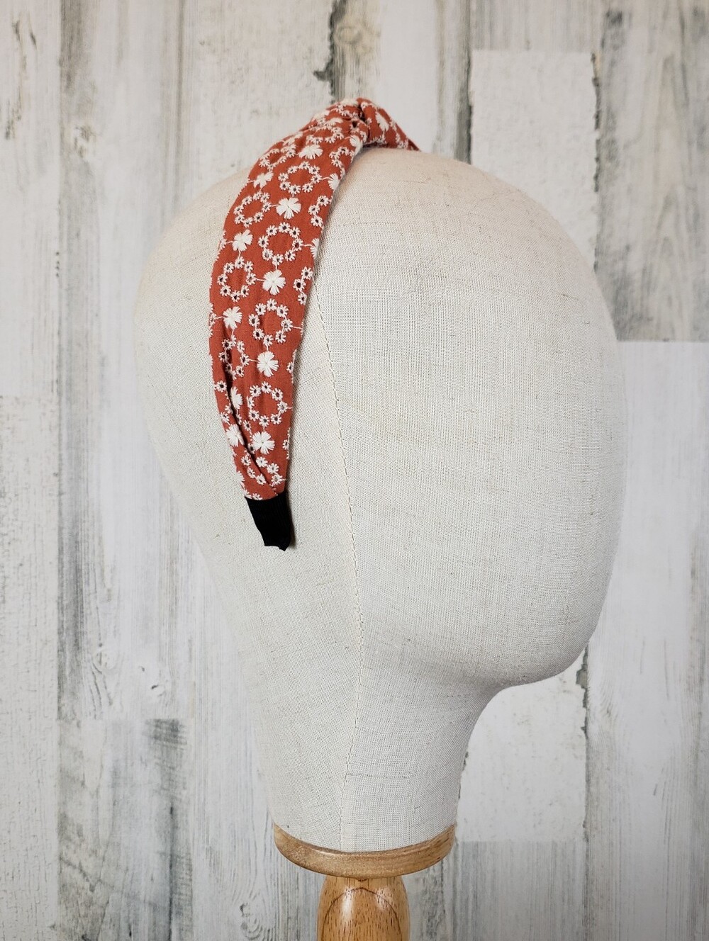 Classic Floral Knotted Headband in Rust